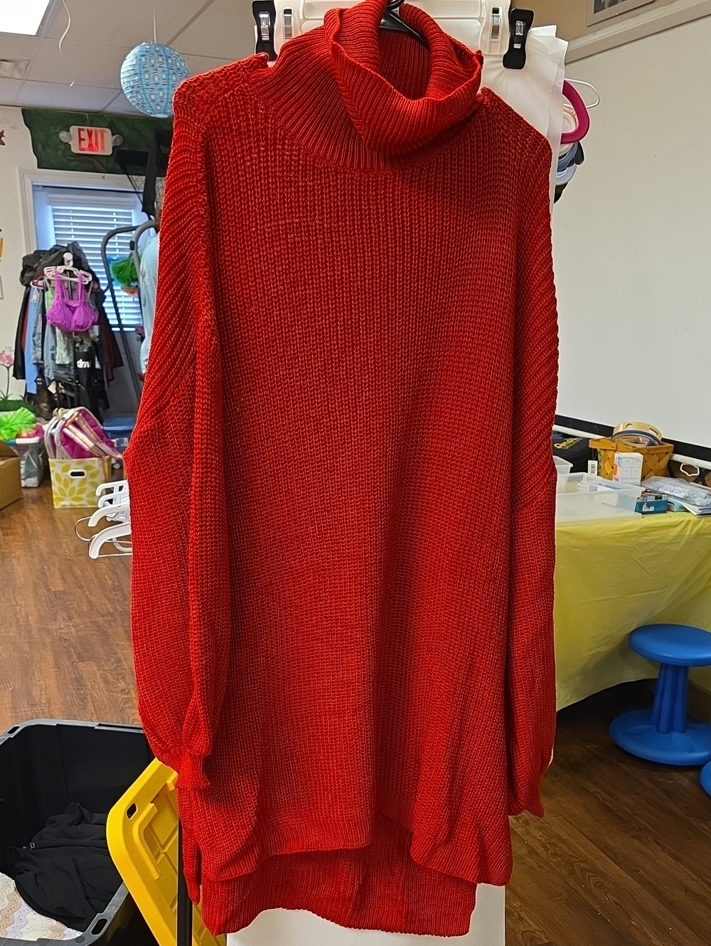 Pink Lily Red Cowl Neck Oversized Sweater